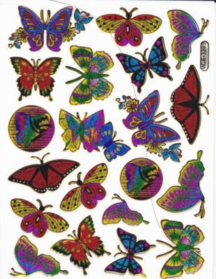 Papillon insectes animaux autocollant coloré effet de paillettes métalliques pour enfants artisanat maternelle anniversaire 1 feuille 326