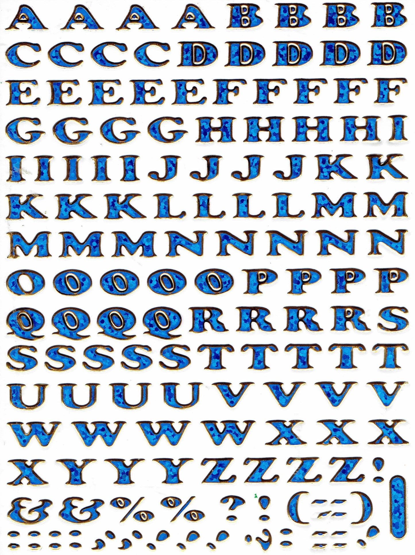 Lettres ABC bleu hauteur 5 mm autocollant autocollant métallisé paillettes effet école bureau dossier enfants artisanat maternelle 1 feuille 340