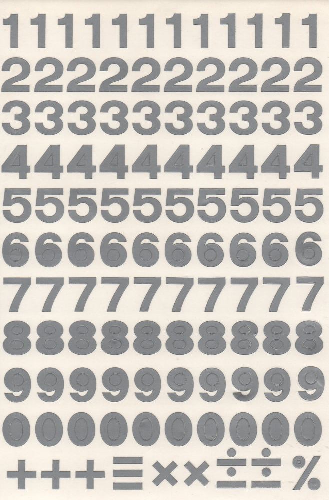 Numéros chiffres gris 18 mm de haut autocollants pour dossiers de bureau enfants artisanat maternelle anniversaire 1 feuille 343