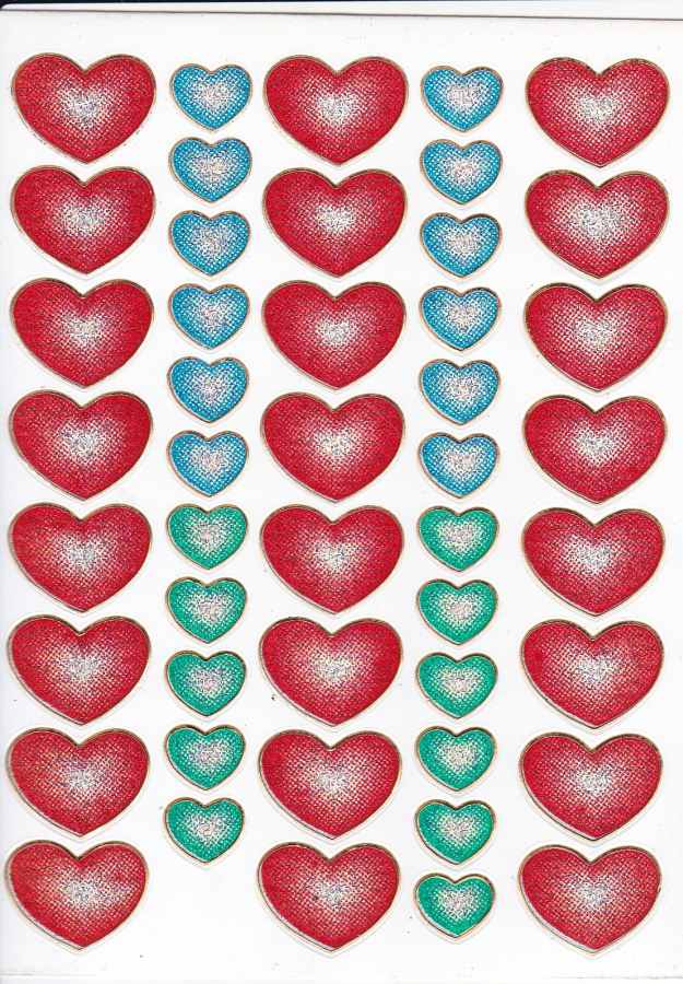 Heart hearts colorful love sticker metallic glitter effect for children crafts kindergarten birthday 1 sheet 347