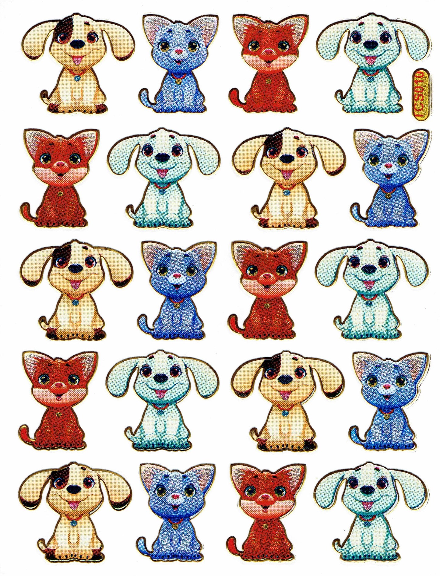 Chiens Chiot Animaux Colorés Autocollants Effet Paillettes Métalliques Enfants Artisanat Maternelle 1 feuille 367