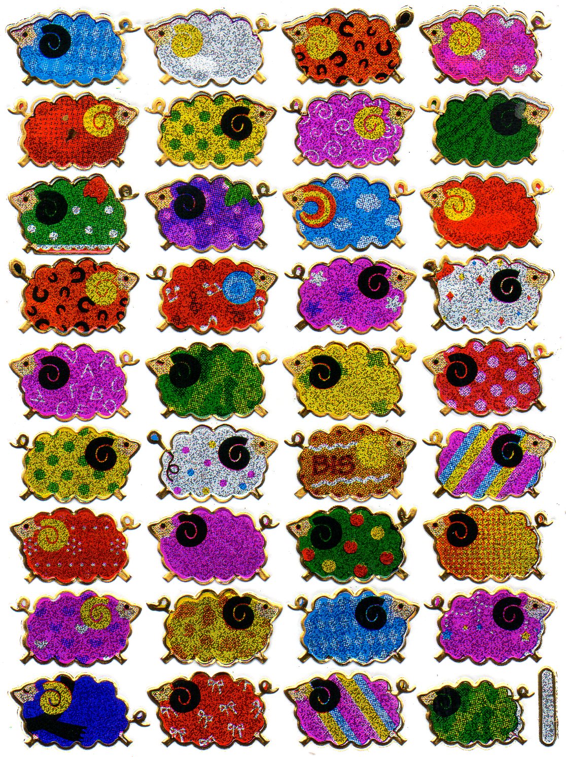 Mouton Laine De Mouton Animaux Colorés Autocollants Effet De Paillettes Métalliques Enfants Artisanat Maternelle 1 Feuille 386