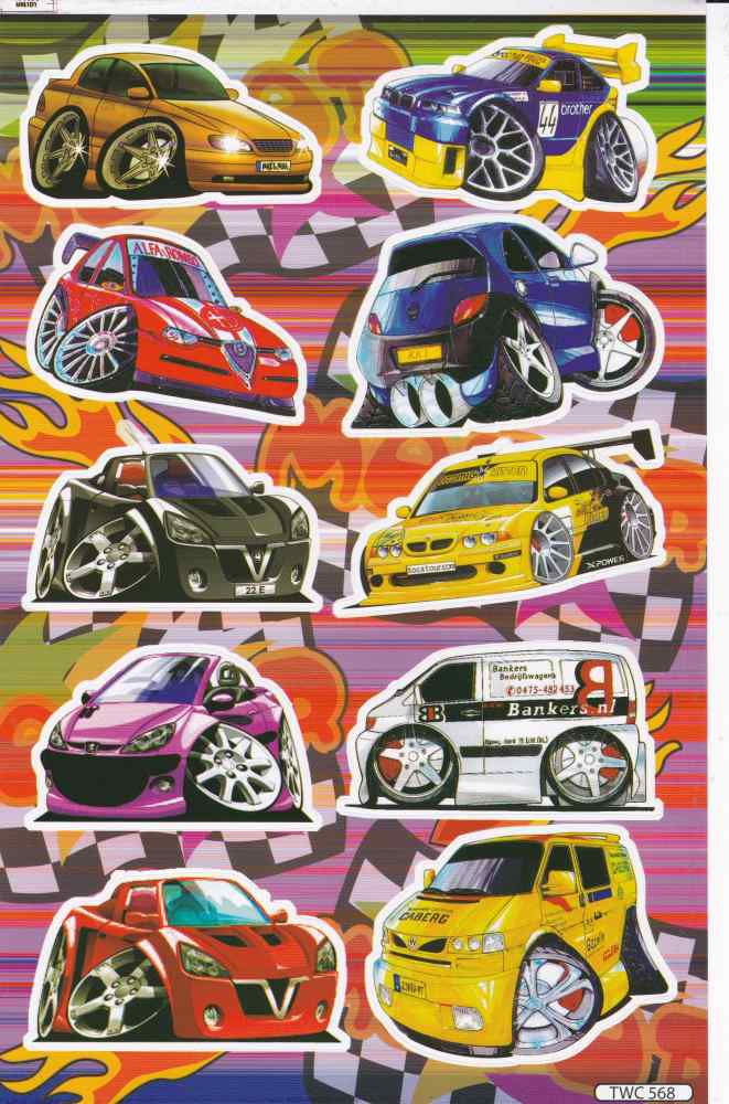 Autocollant de voiture de sport de voiture pour enfants artisanat maternelle anniversaire 1 feuille 419