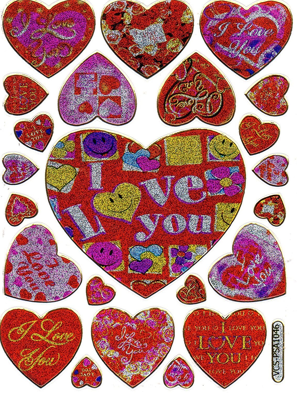Herz Herzen bunt Liebe Aufkleber Sticker metallic Glitzer Effekt für Kinder Basteln Kindergarten Geburtstag 1 Bogen 433