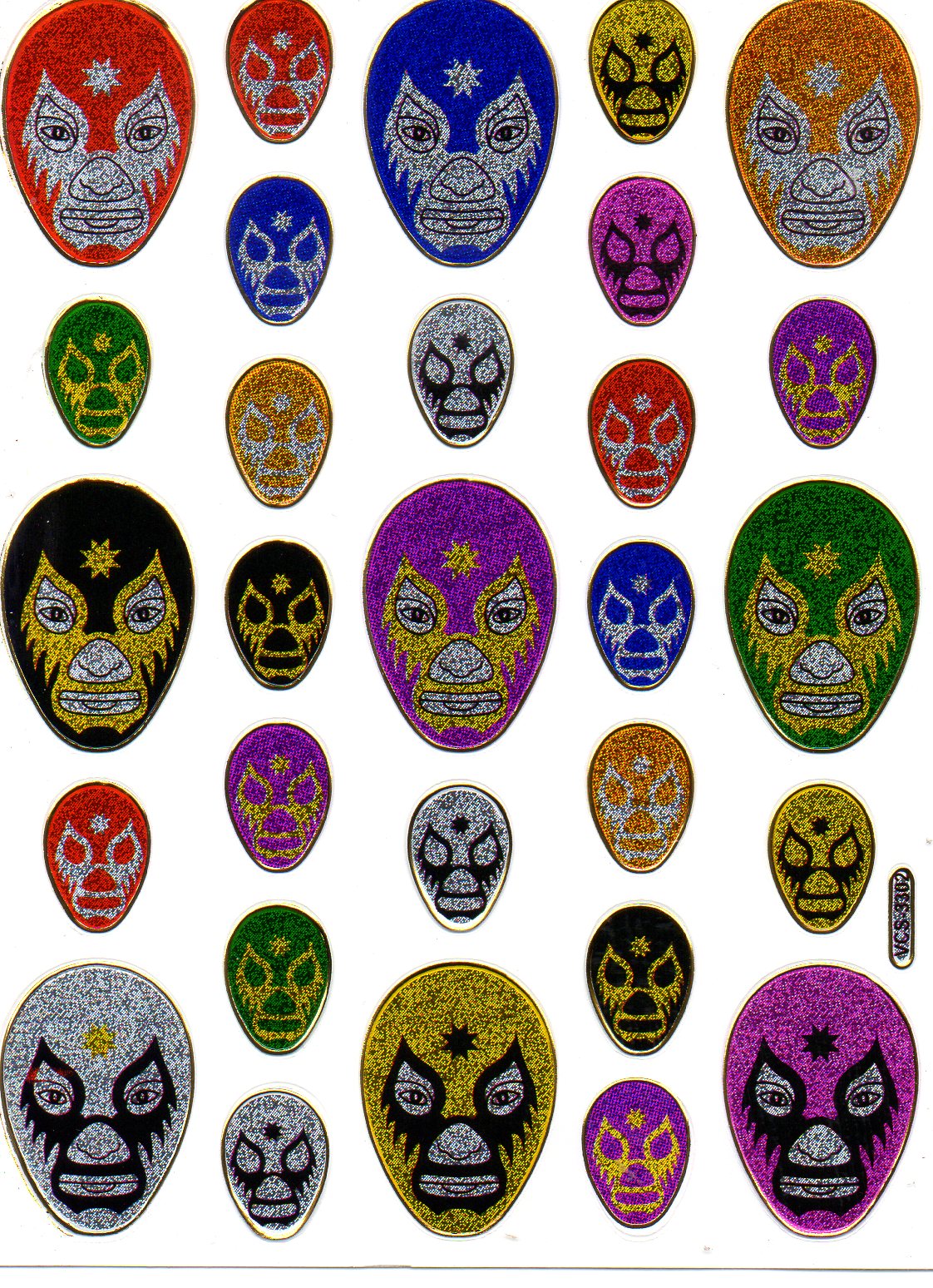Cult Voodoo Maske Religion´Aufkleber Sticker metallic Glitzer Effekt Schule Kinder Basteln Kindergarten 1 Bogen 436