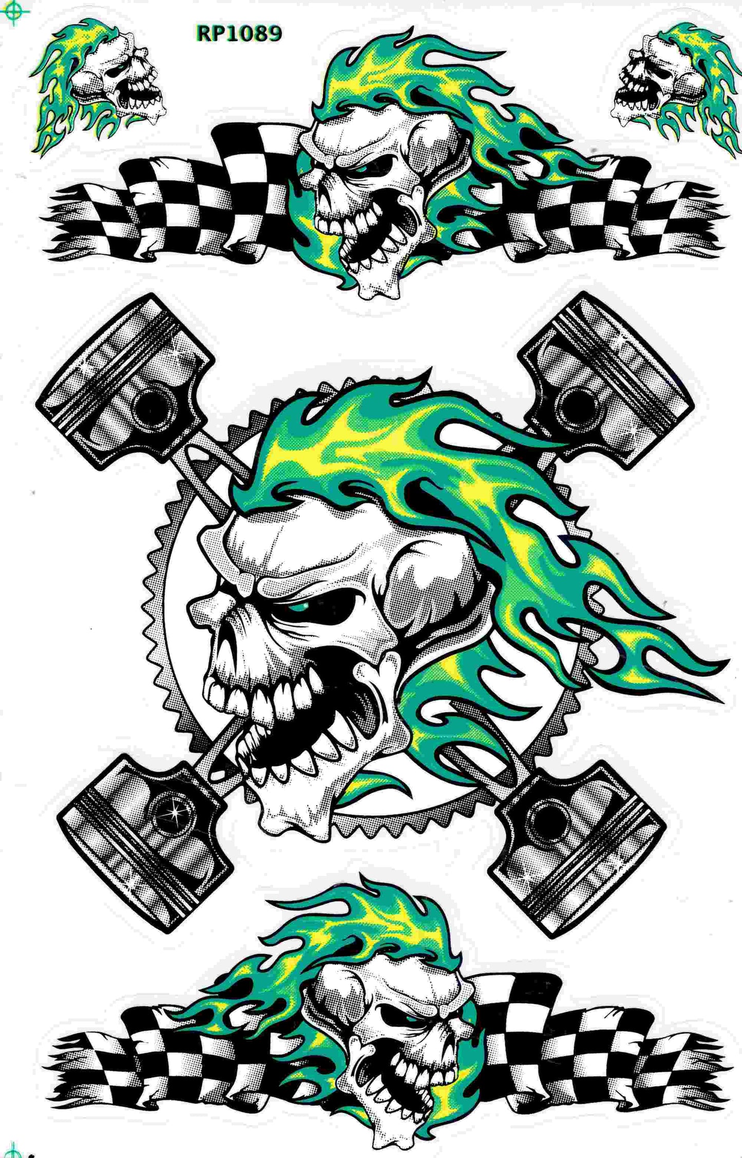 Tire flames skull decal sticker motorcycle scooter skateboard car tuning model building self-adhesive 171