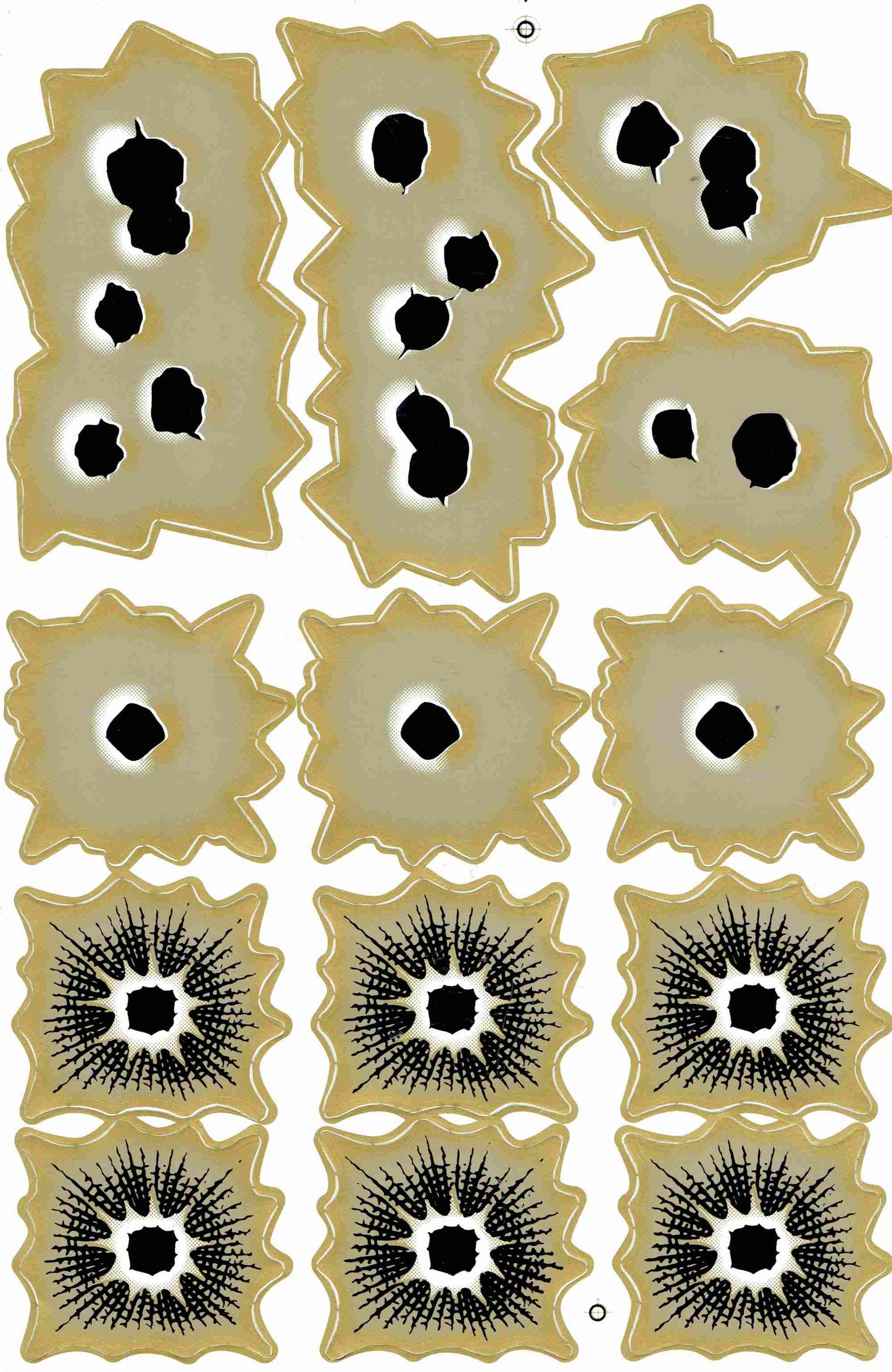 Einschusslöcher gold Aufkleber Sticker Motorrad Roller Skateboard Auto Tuning selbstklebend 441