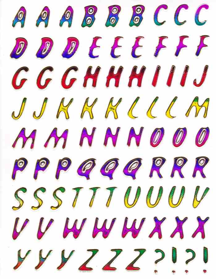 Lettres ABC coloré hauteur 15 mm autocollant autocollant métallisé paillettes effet école bureau dossier enfants artisanat maternelle 1 feuille 458