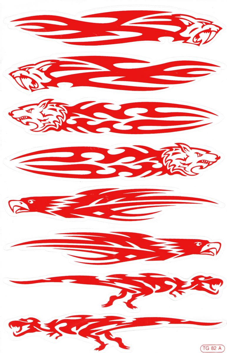 Flammen Feuer rot Aufkleber Sticker Motorrad Roller Skateboard Auto Tuning Modellbau selbstklebend 495