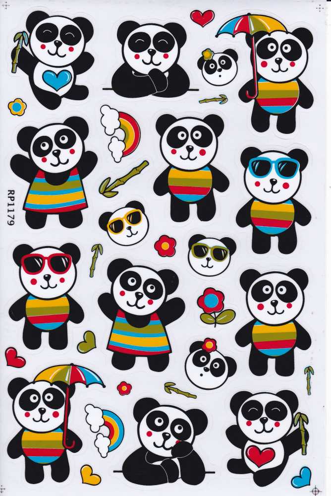 Panda Ours Panda Ours Animaux Autocollants pour Enfants Artisanat Maternelle Anniversaire 1 feuille 496