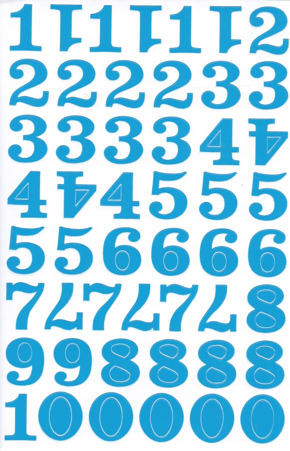Numéros 123 bleu 28 mm de haut autocollant pour dossiers de bureau enfants artisanat maternelle anniversaire 1 feuille 521
