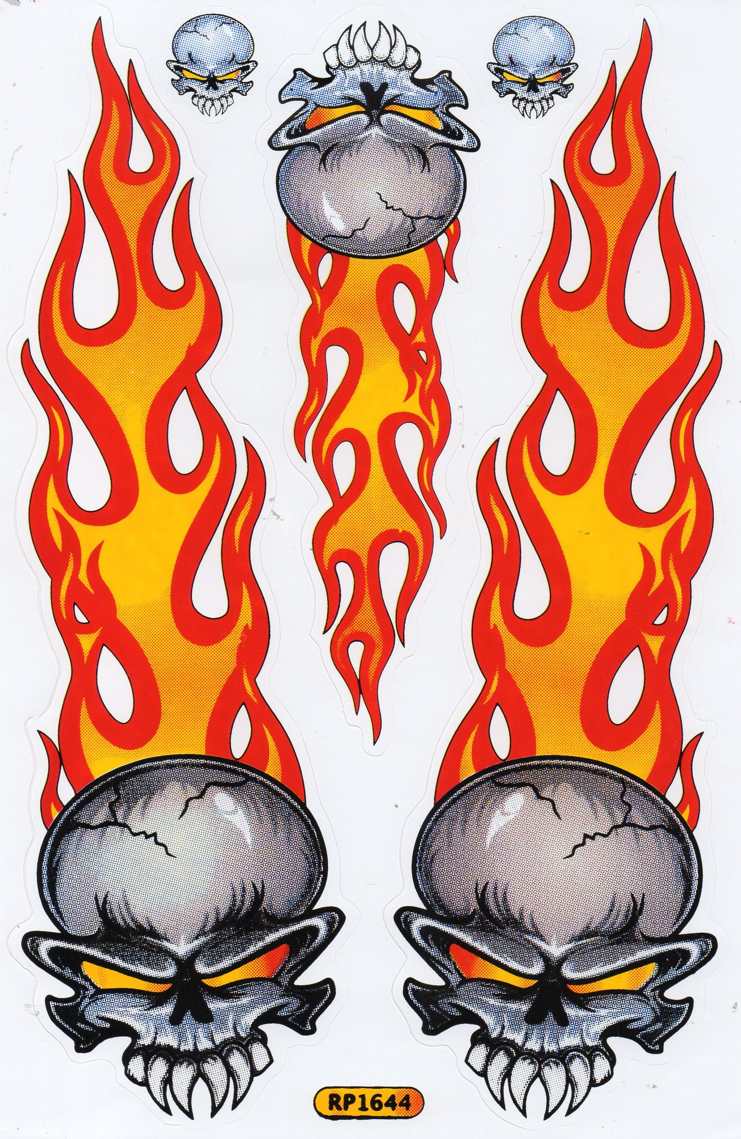 Skull flames fire orange sticker motorcycle scooter skateboard car tuning model building self-adhesive 531