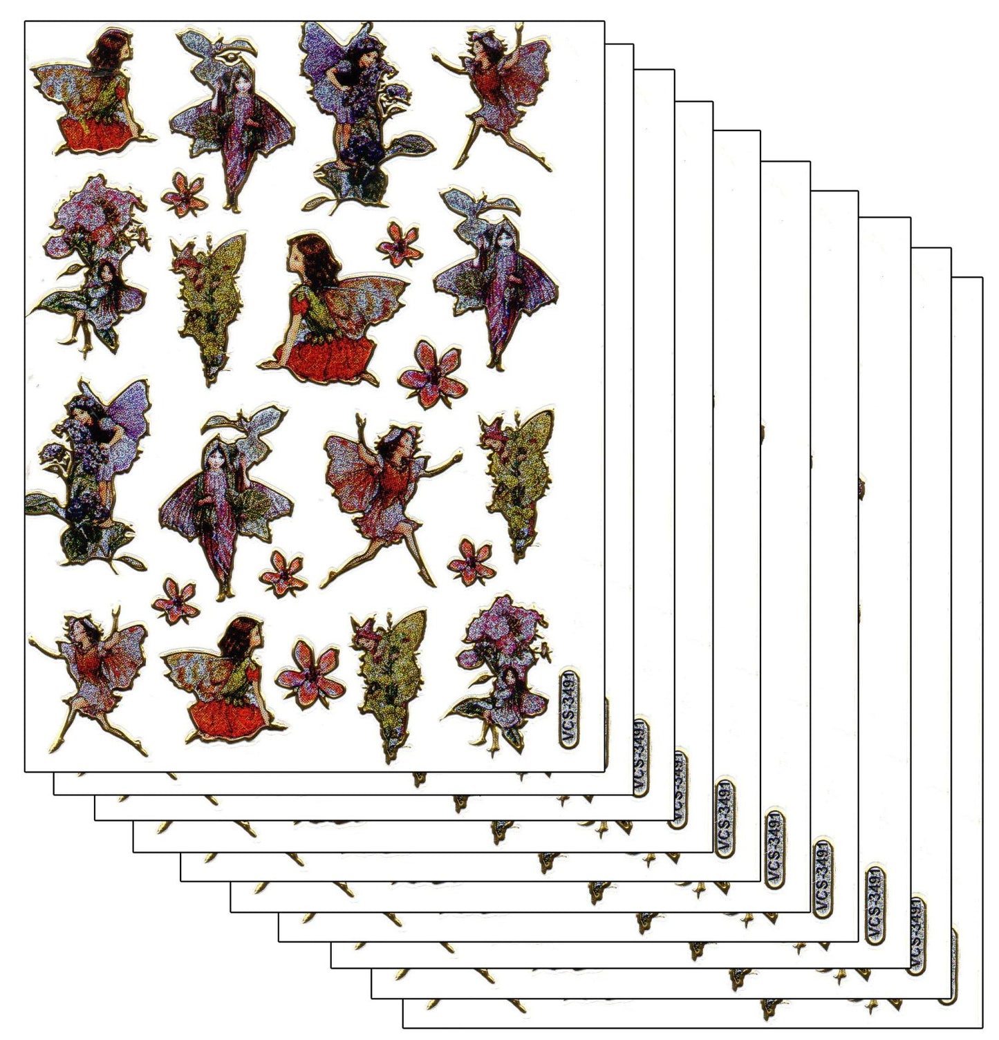 10ER Vorteilsangebot Elfe Fee Märchen Aufkleber Sticker metallic Glitzer Effekt für Kinder Basteln Kindergarten Geburtstag 10 Bogen 553
