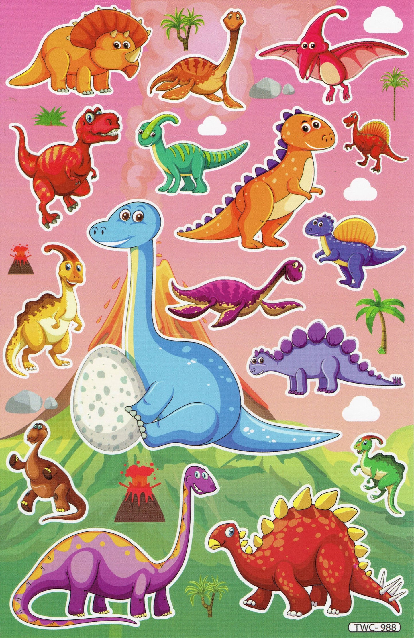 Dino Dinosaur Jurassic T-Rex Raptor Animals Stickers for Children Crafts Kindergarten Birthday 1 sheet 563