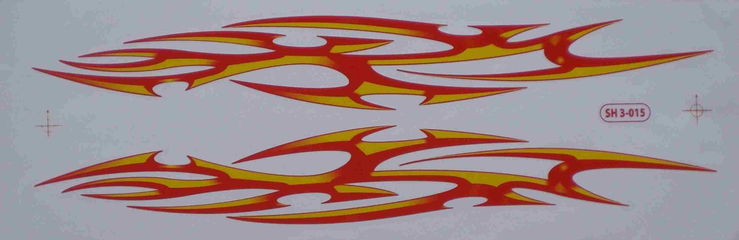 Big flames fire orange sticker decal film 1 sheet 530 mm x 170 mm weatherproof motorcycle scooter skateboard car tuning self-adhesive FL008