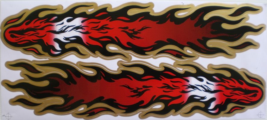 Large Flames Fire black red Sticker Decal Film 1 Sheet 400 mm x 180 mm weatherproof Motorcycle Scooter Skateboard Car Tuning self-adhesive FL026