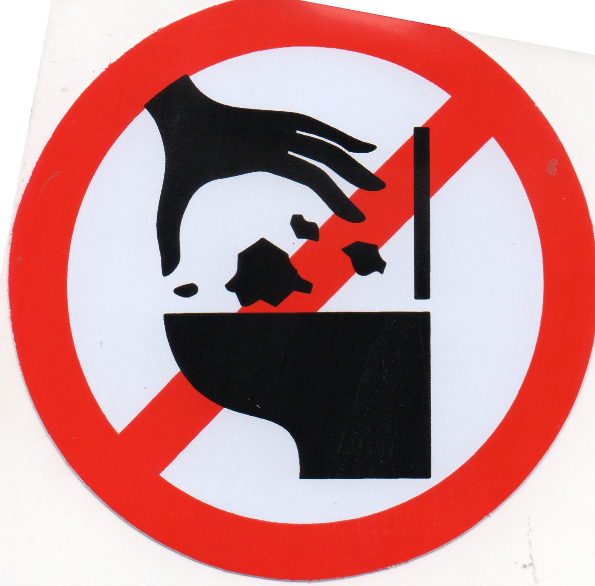 Forbidden "Paper in Toilet" Round Sticker Self-Adhesive 234