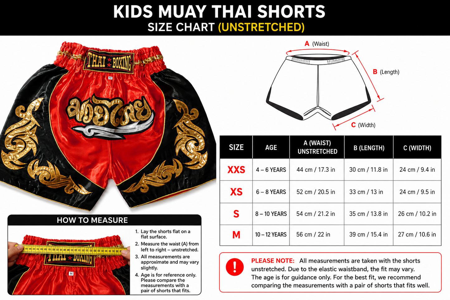 Shorts Muay Thai Enfant Bleu Noir | Short Boxe Thaï XXS-M
