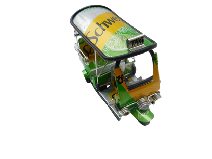*** Schweppes Lemon *** Réplique artisanale détaillée : Taxi TUK TUK de Thaïlande - 14x7x6 cm