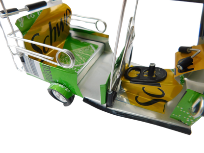 *** Schweppes Lemon *** Réplique artisanale détaillée : Taxi TUK TUK de Thaïlande - 14x7x6 cm
