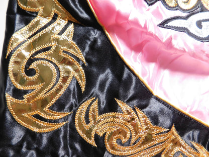 Shorts de Muay Thai Originales pour Enfants Rose Noir | Pantalon de Boxe Thaï XXS-M