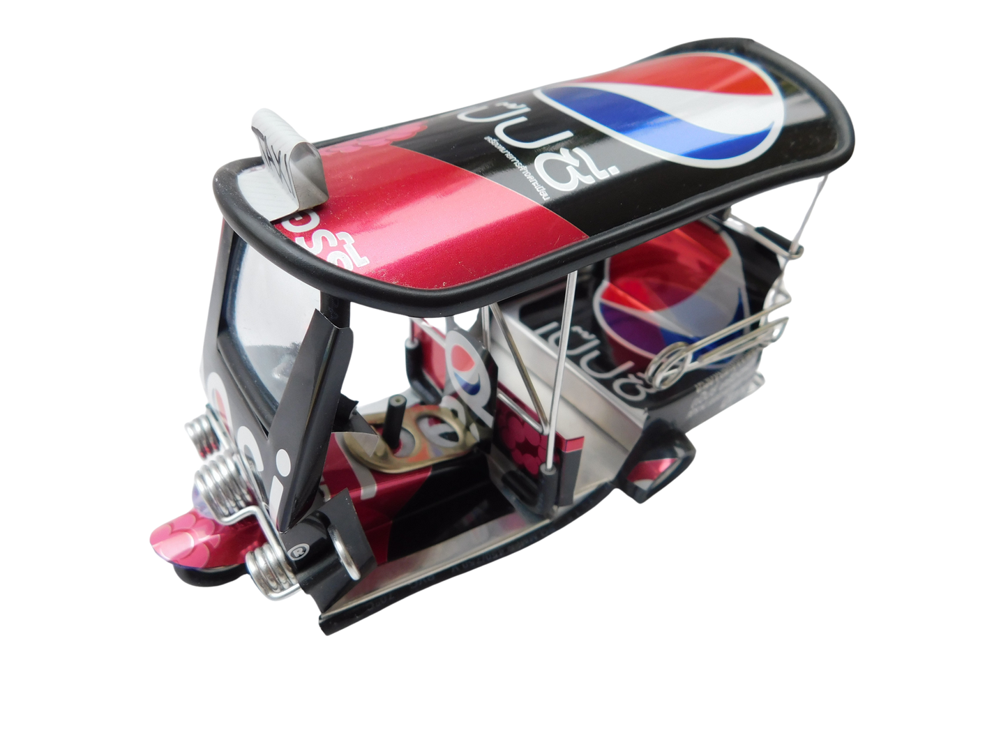 *** Pepsi Black *** Réplique artisanale détaillée : Tuk Tuk Taxi de Thaïlande - 14x7x6 cm