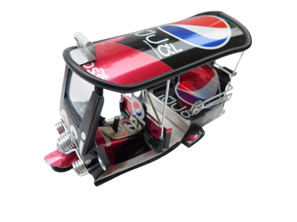 *** Pepsi Black *** Réplique artisanale détaillée : Tuk Tuk Taxi de Thaïlande - 14x7x6 cm