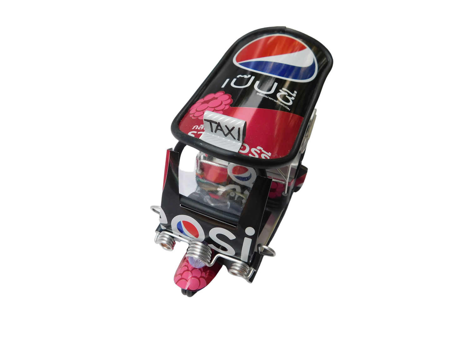 *** Pepsi Black *** Réplique artisanale détaillée : Tuk Tuk Taxi de Thaïlande - 14x7x6 cm