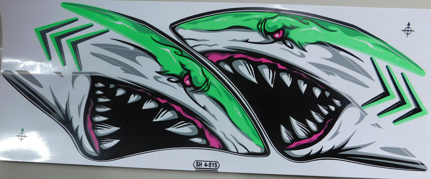 Kit d'autocollants requin en quatre couleurs (35 × 15 cm) – Parfait pour vélo, voiture et moto NS123