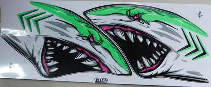 Kit d'autocollants requin en quatre couleurs (35 × 15 cm) – Parfait pour vélo, voiture et moto NS123