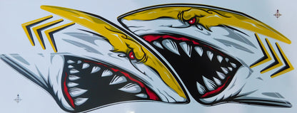 Kit d'autocollants de requins en quatre couleurs (35 × 15 cm) – Parfait pour vélo, voiture et moto NS124