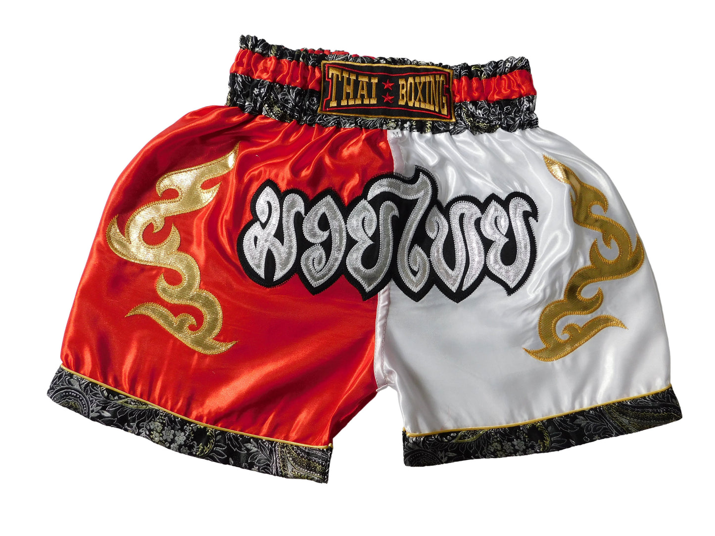 Shorts Muay Thai Originaux pour Enfants Rouge Blanc | Short de Boxe Thaïlandaise XXS-M