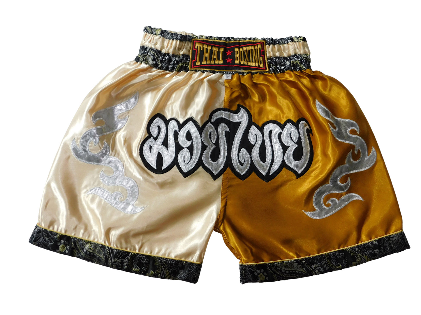 Shorts de Muay Thai originaux pour enfants Beige Or | Short de boxe thaïlandaise XXS-M