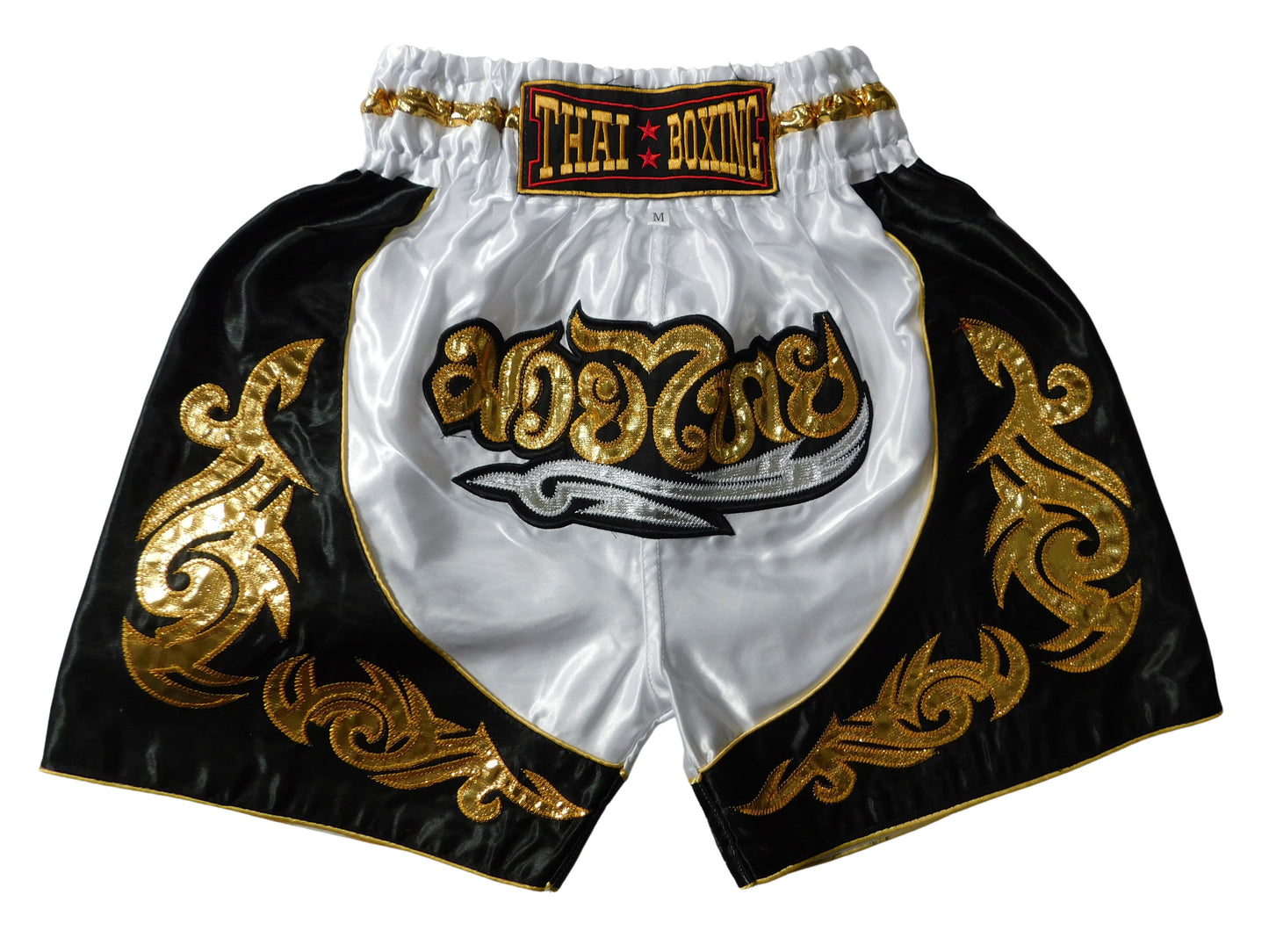 Original Muay Thai Shorts für Kinder Weiß Schwarz | Thaiboxhose XXS-M