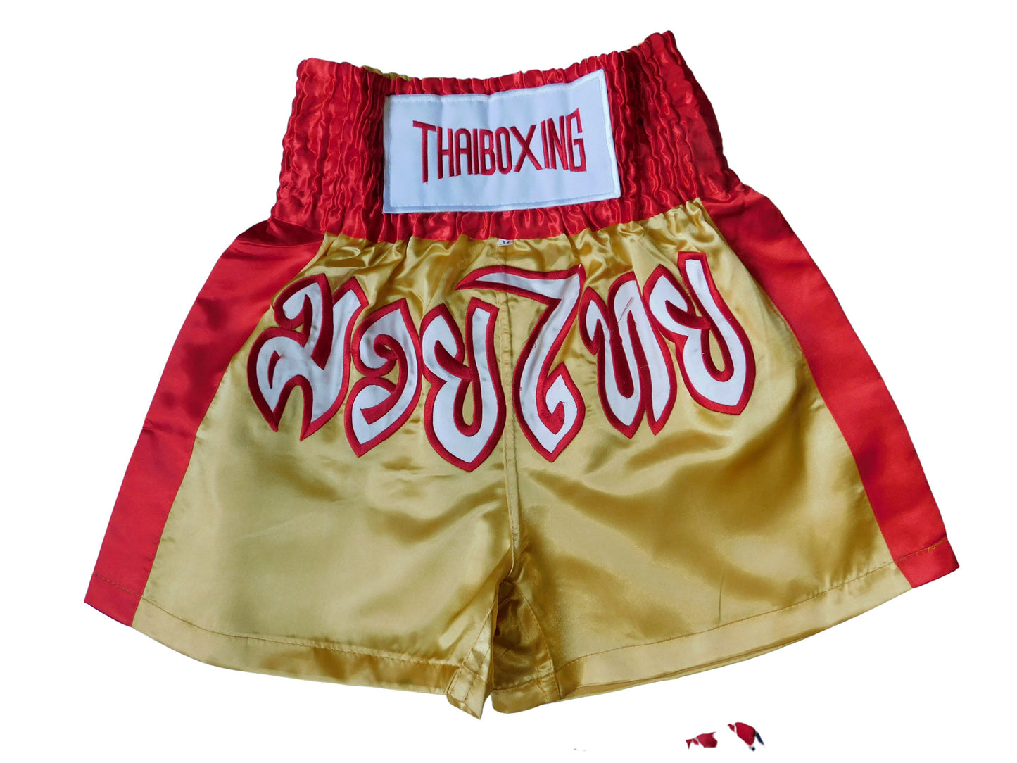Powerful and Stylish: Modern Muay Thai Shorts for Adults! (Gold-Red M-L-XL-XXL-3XL)