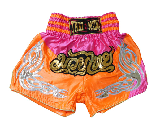 Shorts Muay Thai Originaux Rose Orange | Short de boxe thaï Unisexe M-3XL