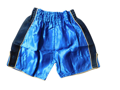 Shorts Muay Thai Enfant Bleu Noir | Short Boxe Thaï XXS-M
