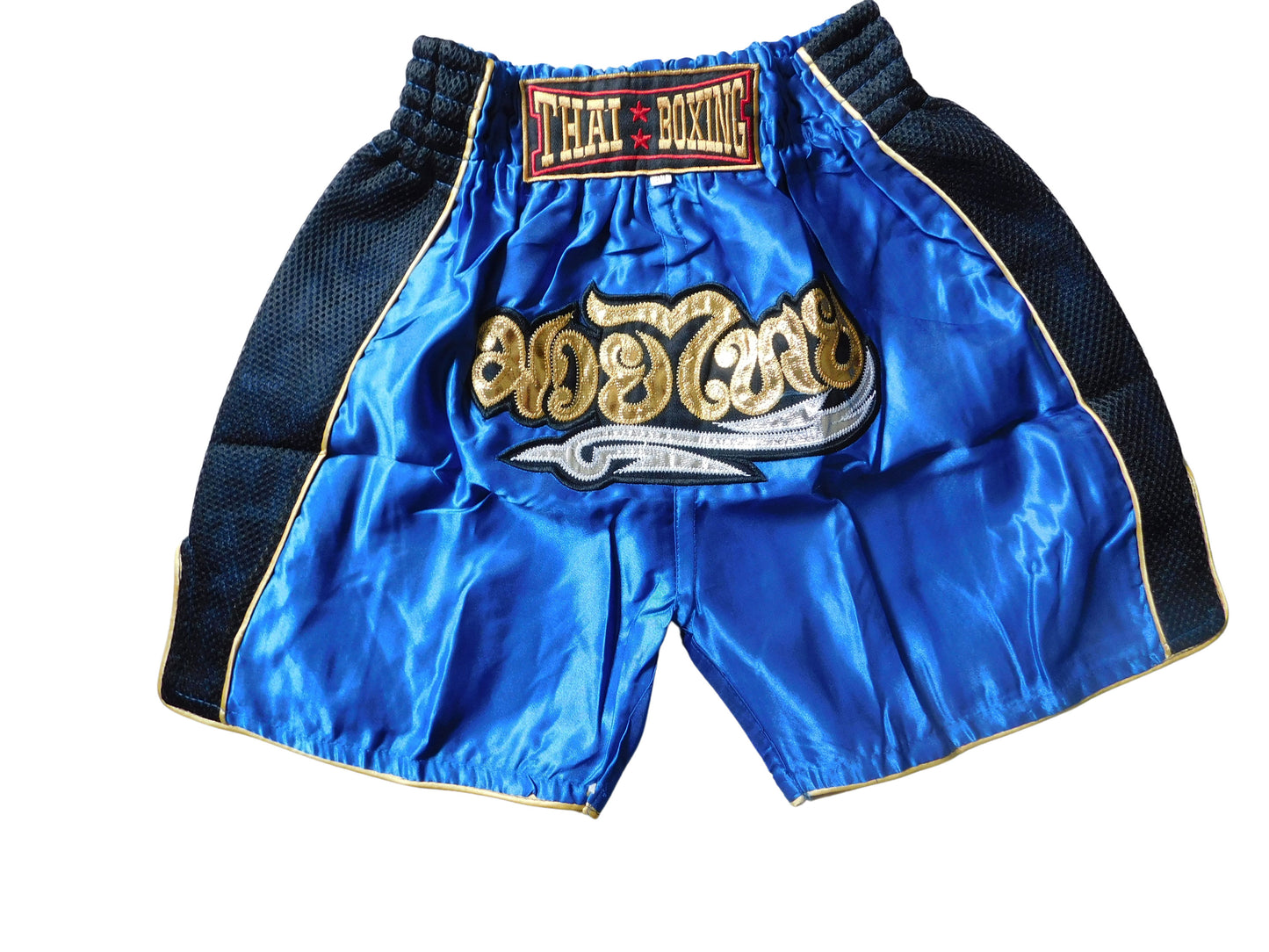 Shorts Muay Thai Enfant Bleu Noir | Short Boxe Thaï XXS-M