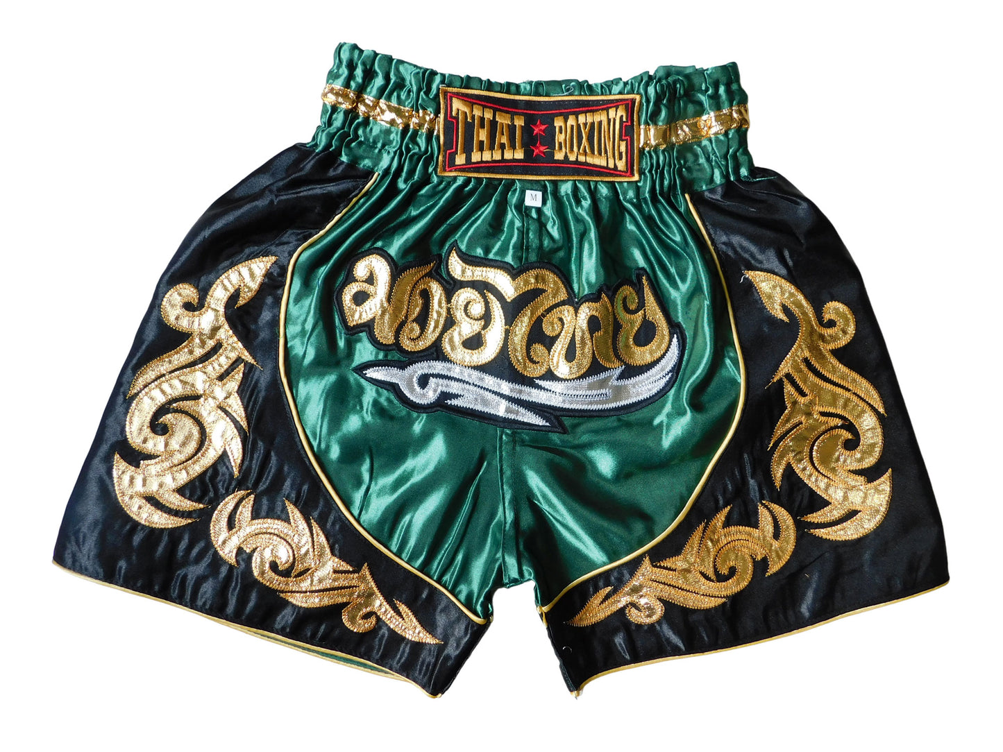 Shorts de boxe thaïlandaise Muay Thai originaux pour enfants vert noir | Pantalon de boxe thaïlandaise XXS-M