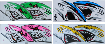 Kit d'autocollants de requins en quatre couleurs (35 × 15 cm) – Parfait pour vélo, voiture et moto NS124