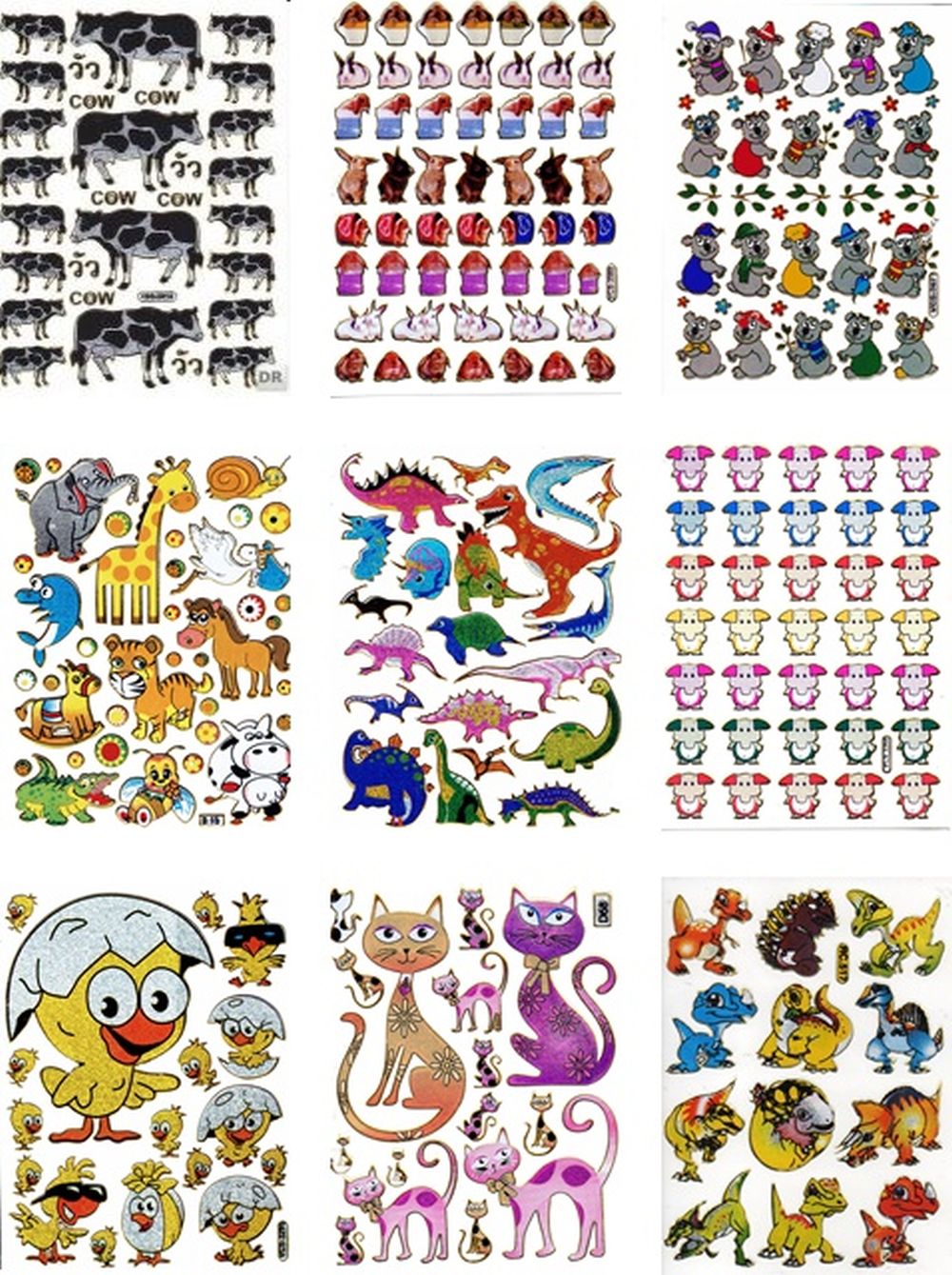 Éléphant éléphants animaux colorés autocollants autocollants métallisé effet scintillant artisanat pour enfants maternelle 1 feuille 504