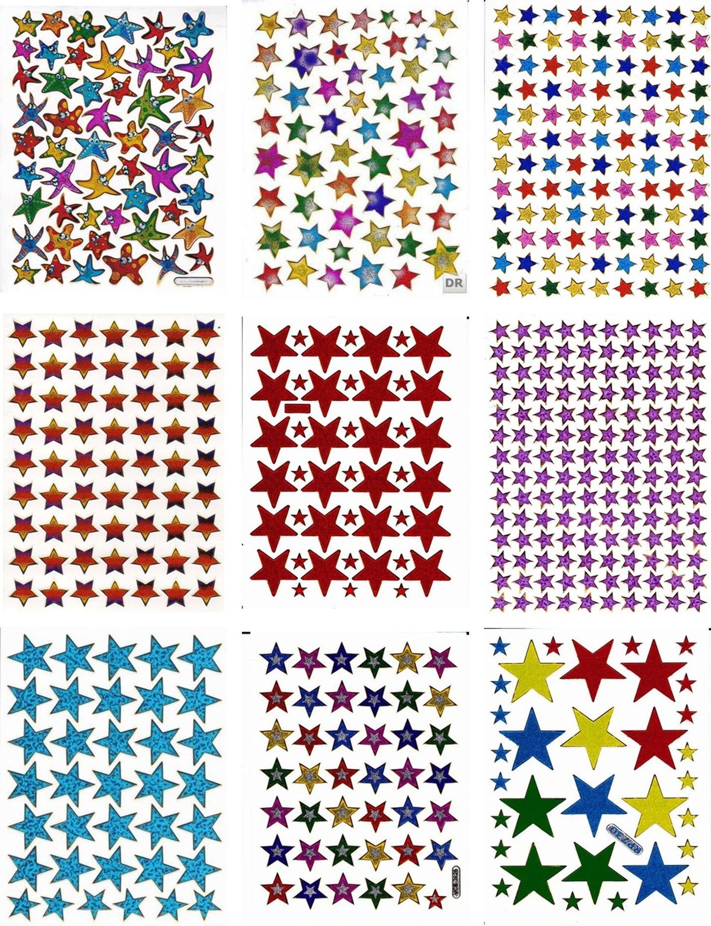 Kreatives Sticker-Set für Kinder: 9 farbenfrohe Bogen mit funkelnden Sternen, glitzerndem Metallic-Effekt - ideal für Bastelprojekte im Kindergarten! SET21