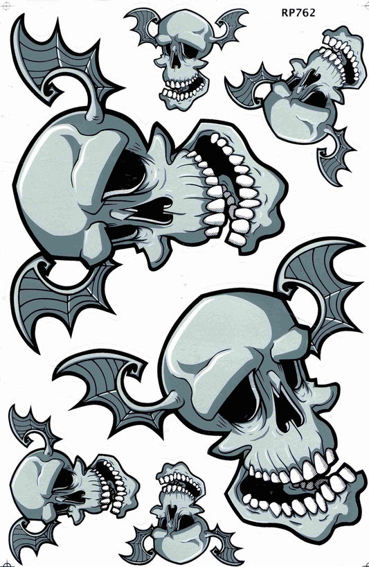 Fliegender Schädel Totenkopf Aufkleber Sticker - Ideal für Motorrad Roller Skateboard und Auto Tuning - Selbstklebend