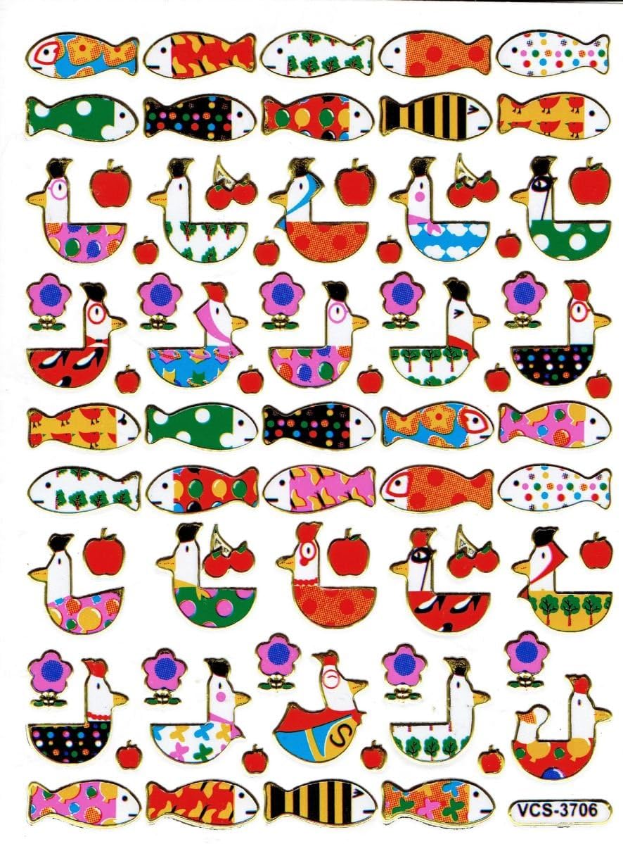 Fisch Fisches Meeresbewohner Wassertiere Tiere bunt Aufkleber Sticker metallic Glitzer Effekt für Kinder Basteln Kindergarten Geburtstag 1 Bogen 543