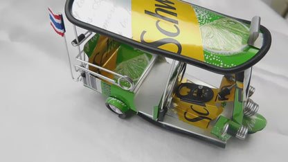 *** Schweppes Lemon *** Réplique artisanale détaillée : Taxi TUK TUK de Thaïlande - 14x7x6 cm