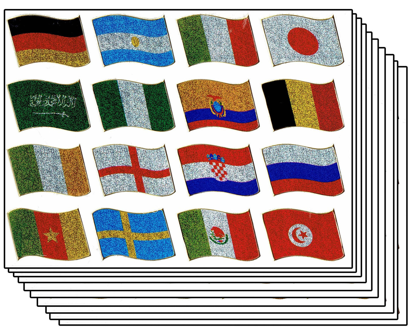 Ensemble économique 10 feuilles de drapeaux UE Europe 120 autocollants autocollants effet paillettes métalliques pour enfants artisanat maternelle anniversaire