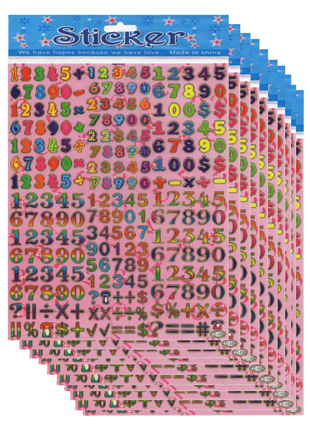 Vorteilsangebot 10ER - Nummern Zahlen bunt Aufkleber Sticker für Kinder Basteln Kindergarten Geburtstag 10 Bogen 049