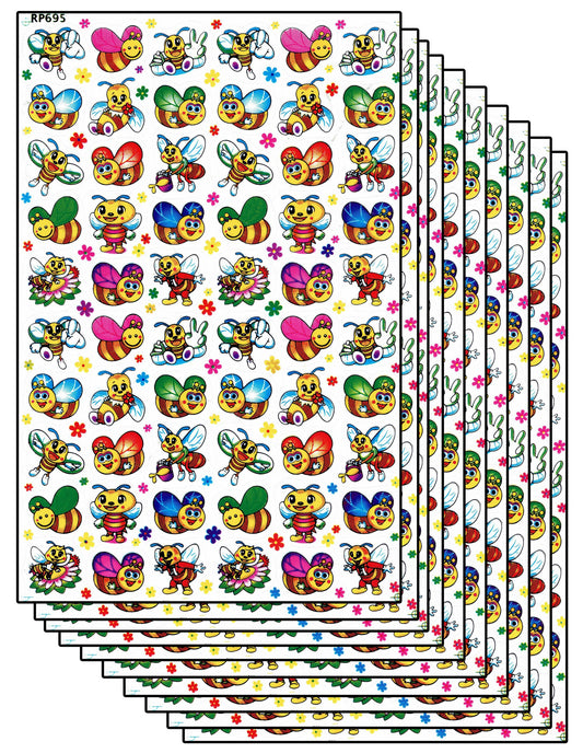 10ER Vorteilsangebot Biene Wespe Hummel Tiere Aufkleber Sticker Kinder Basteln Kindergarten Sammeln Geburtstag 10 Bogen 072