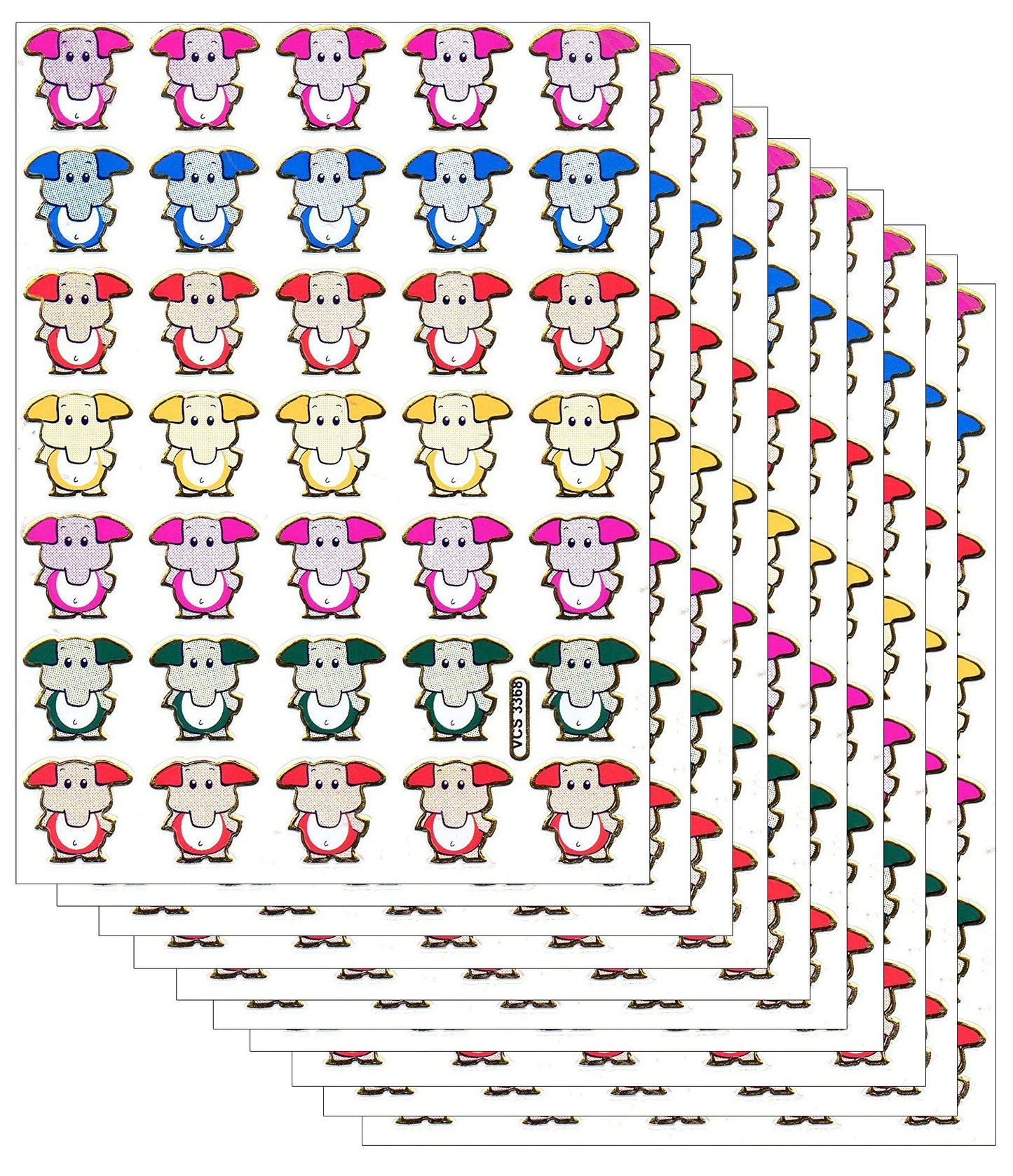 10ER Vorteilsangebot Elefanten Tiere Aufkleber Sticker metallic Glitzer Effekt für Kinder Basteln Kindergarten Geburtstag 10 Bogen 083