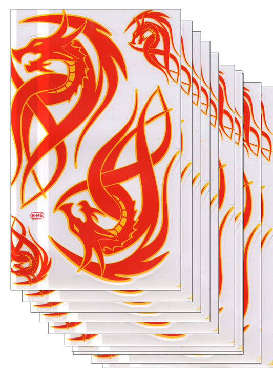 10ER Vorteilspack Drache orange Aufkleber Sticker Motorrad Moped Roller Skateboard Auto Tuning Modellbau selbstklebend 109